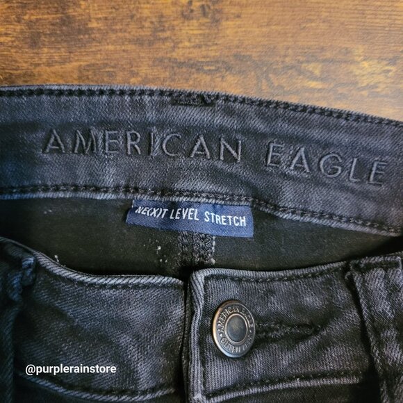 American Eagle Jeans 6 S Next Level Stretch Jegging Super Hi Rise Black Wash - Picture 4 of 12